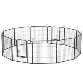 Dog Pen with Gate, 12 Panels Puppy Playpen, Dog Fence, 31.5"H (Option: Grey)